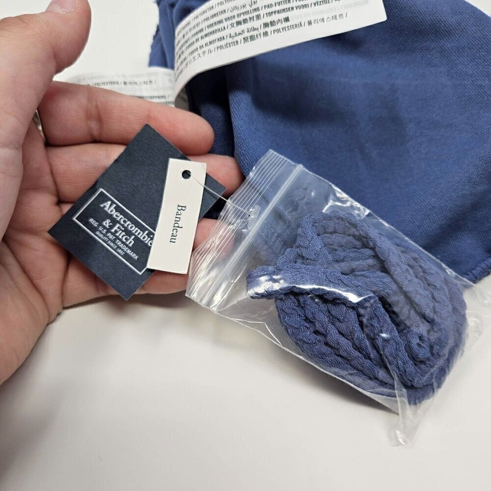 Abercrombie & Fitch O-Ring Bandeau Bikini Top Blue Women’s Size L NEW Beach - Picture 7 of 12